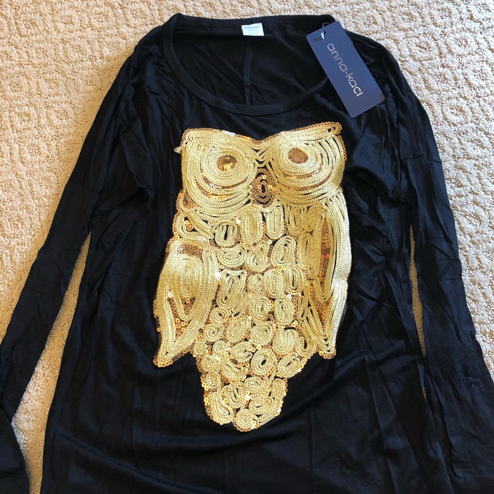 Brand new with tag! Black owl top size small